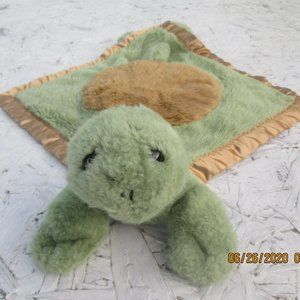 My Banky Mosely The Turtle Lovely Security Blanket Green With Tan Satin Trim